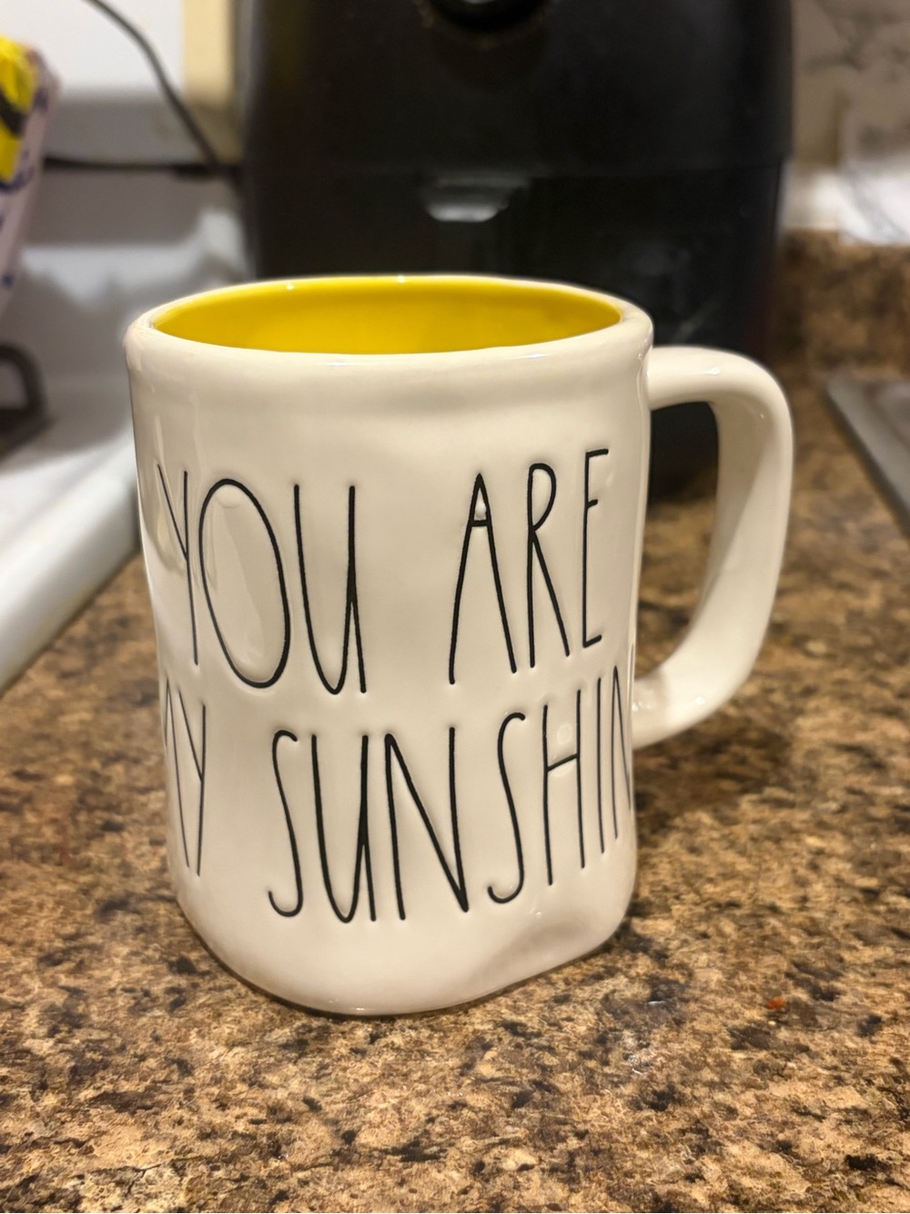 Glazed Ceramic "You Are My Sunshine" Mug with Yellow Interior Artisan Collection